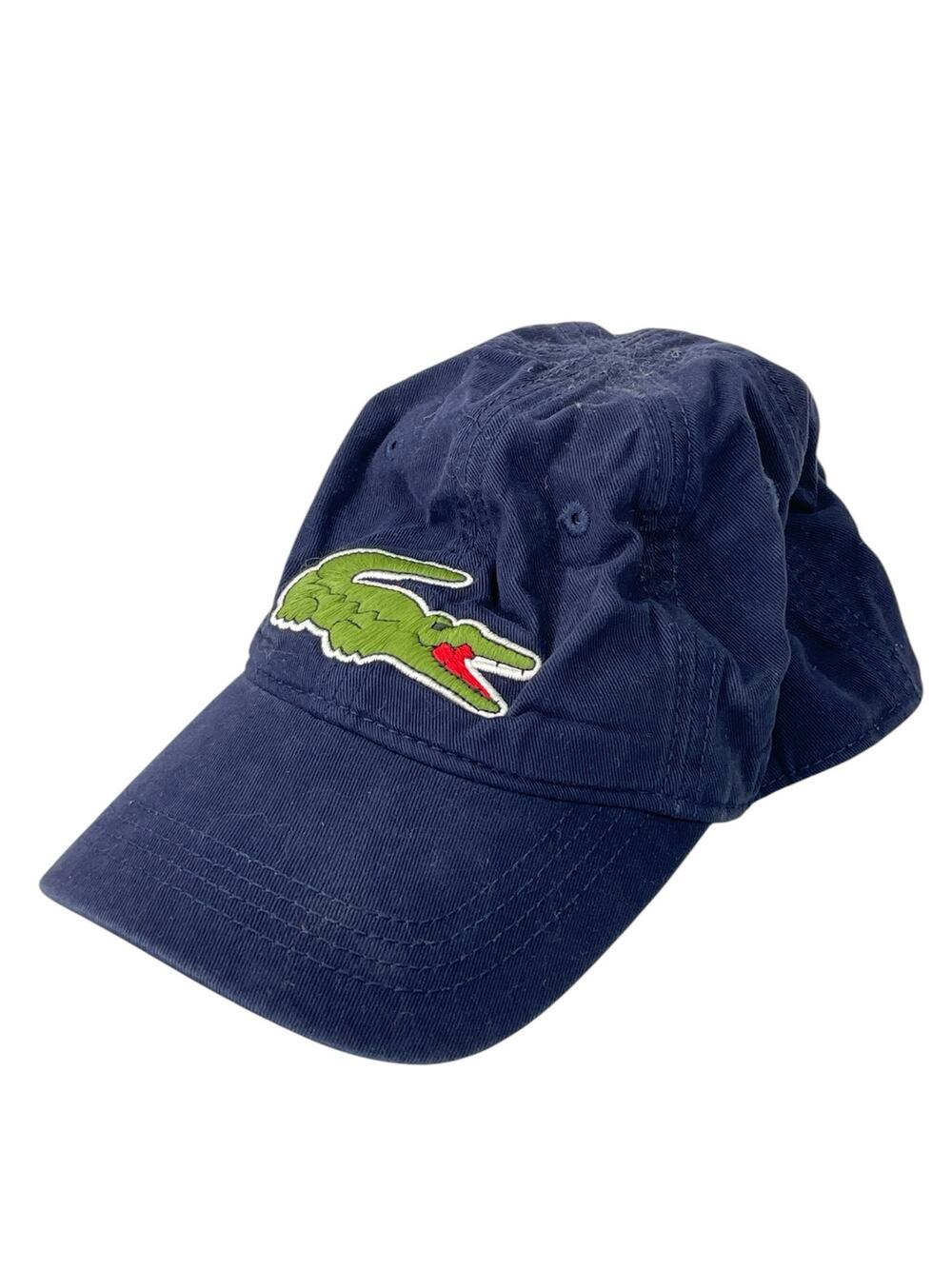Lacoste Women's Navy Blue Patch Crocodile Logo Embroidered Strapback Cap Hat OS